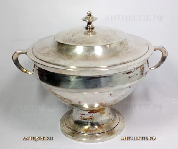 Крюшонница старинная с крышкой. Металл, серебрение. Wellner. Германия. Перв. пол. ХХ века. №20528